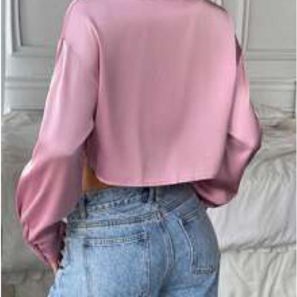 Wowlelis Crop Fuchsia Color Blouse - image 5
